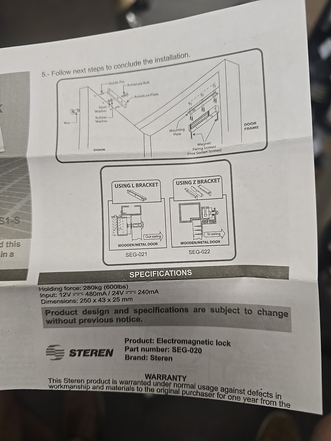 Electromagnetic Lock with 600Pound Holding Force.