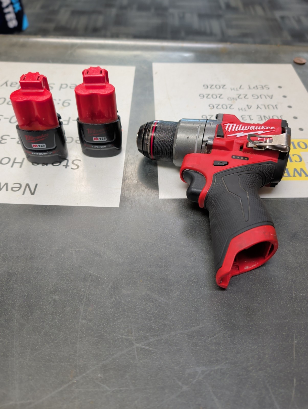 Milwaukee 3404-20 1/2″ M12 Fuel Hammer Drill Driver W/ 2 Batteries NO CHARGER