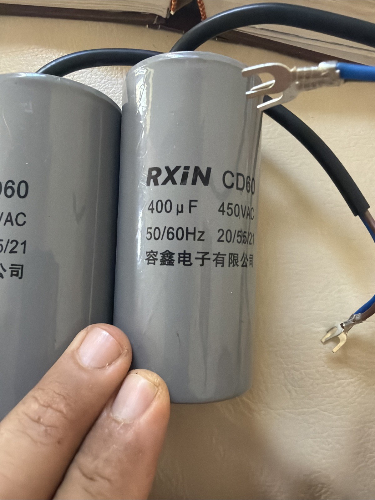 Rxin 2Pcs 400uF 450VAC 2 Wires 50/60Hz CD60 Run Capacitor For Ac Water Heater