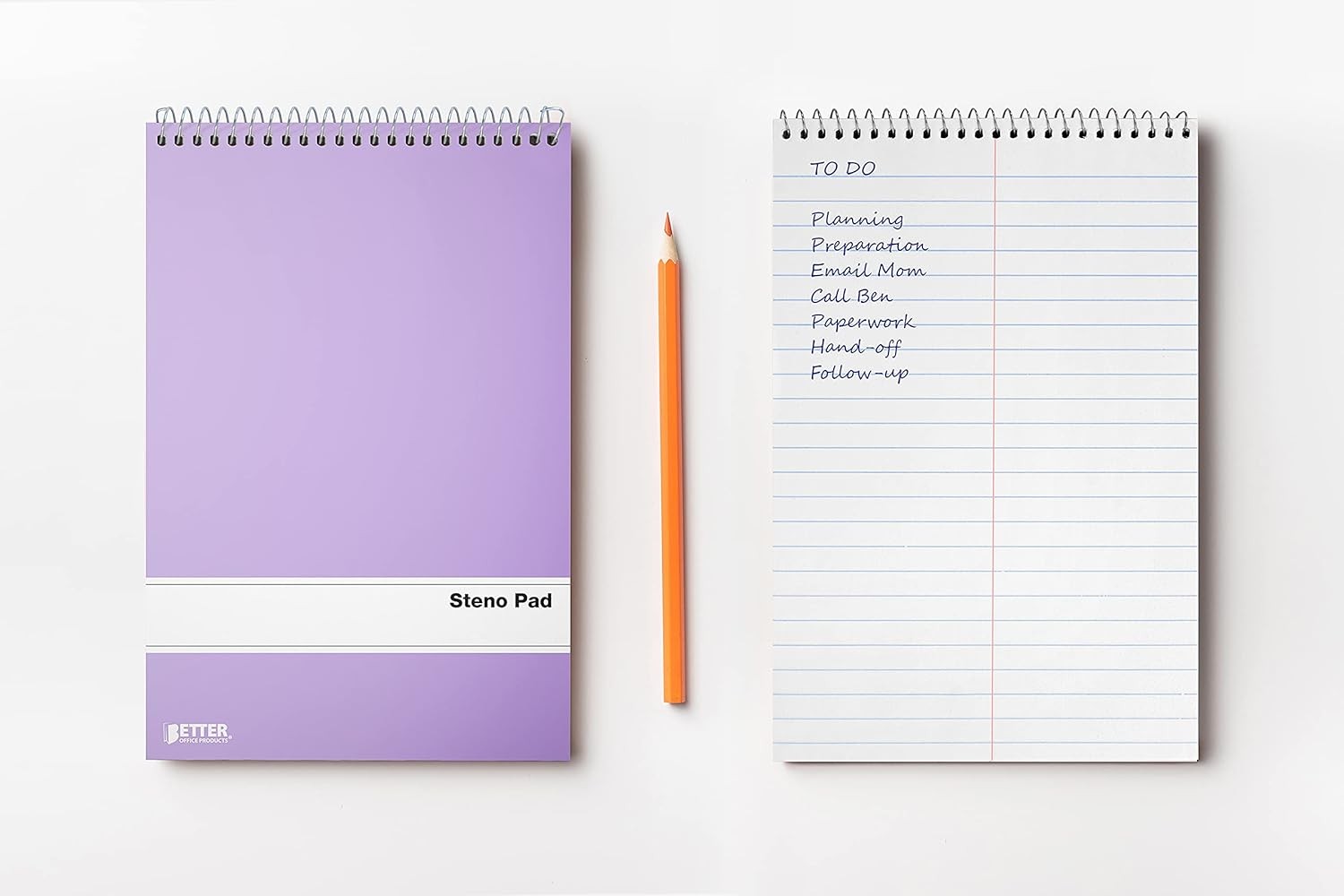 Better Office Products Spiral Steno Pads, 10 Pack, 6 x 9 inches, 80 Assorted