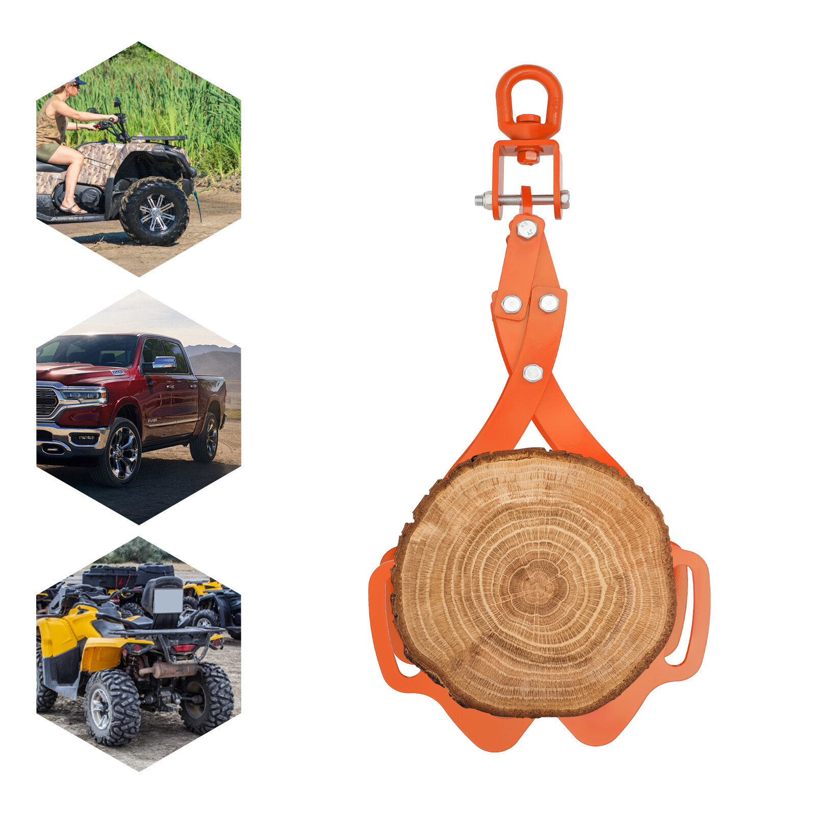 28in Log Lifting Tongs, Tractor Grapple, Heavy Duty,4 Claw Timber Carbon Steel
