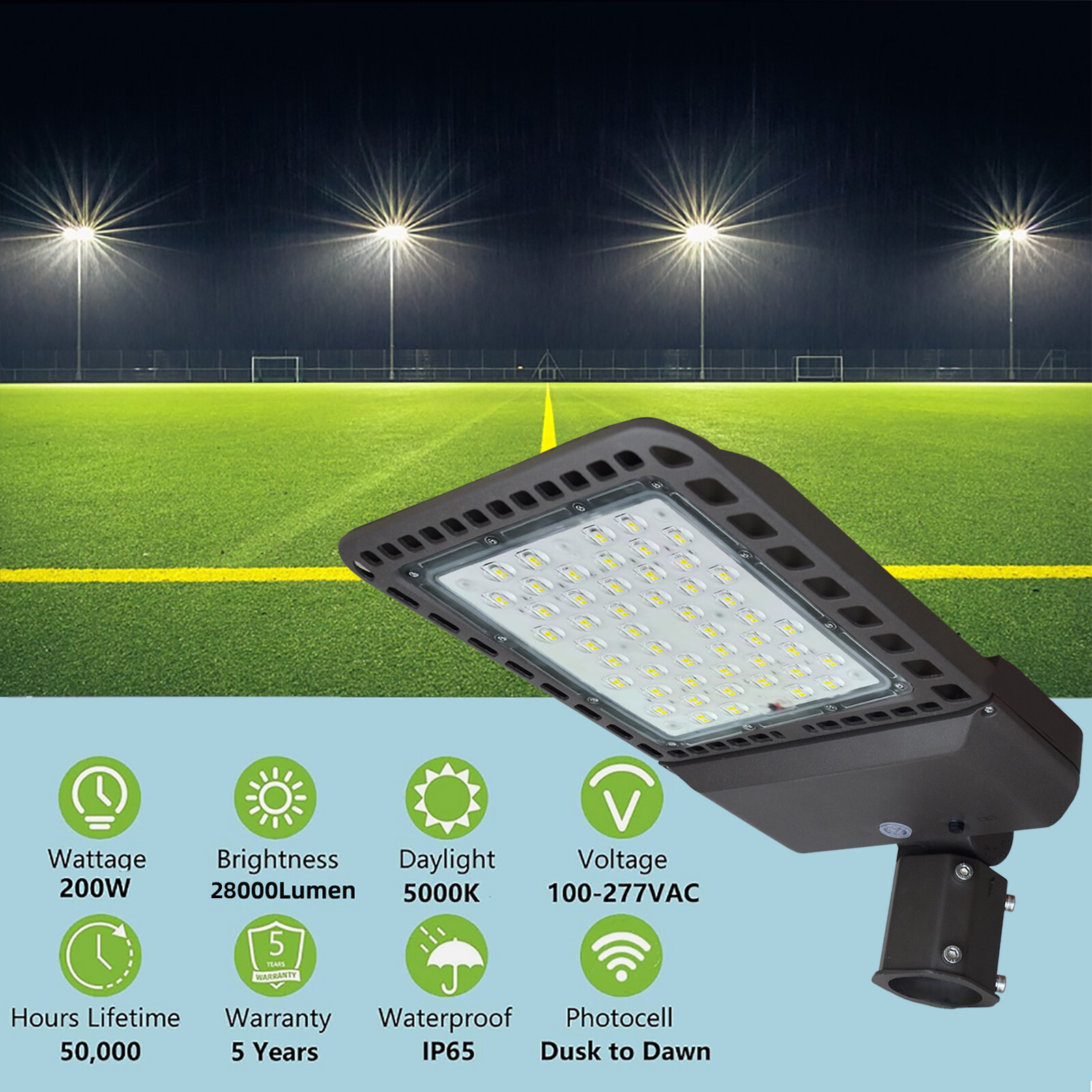 LED Stadium Flood Light Outdoor 600W Equivalent LED Arena Backyard Lights 5500K