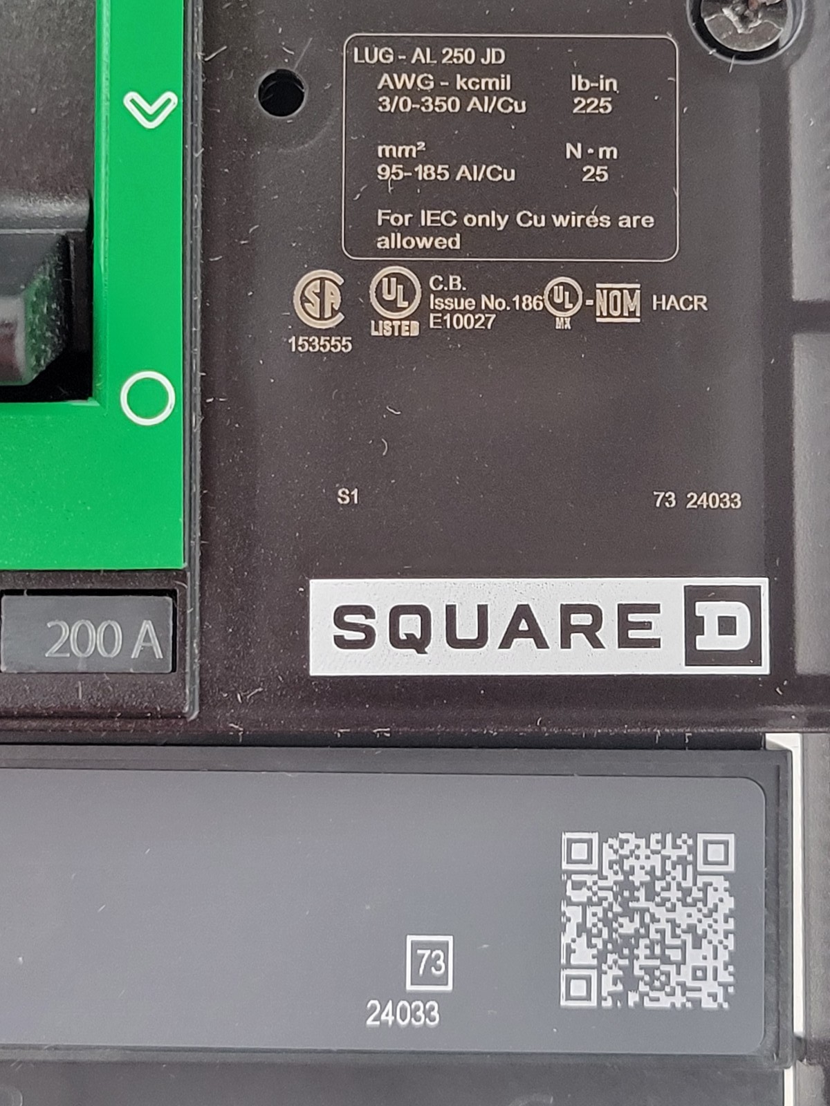 Square D JJA36200 I-Line Circuit Breaker 200A 3P 600V