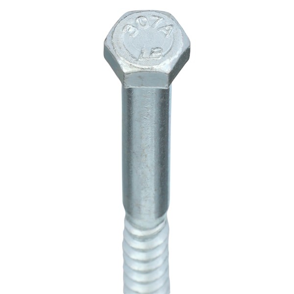 Zoro Select U08280.037.0700 Lag Screw, 3/8 In, 7 In, Steel, Zinc Plated Hex