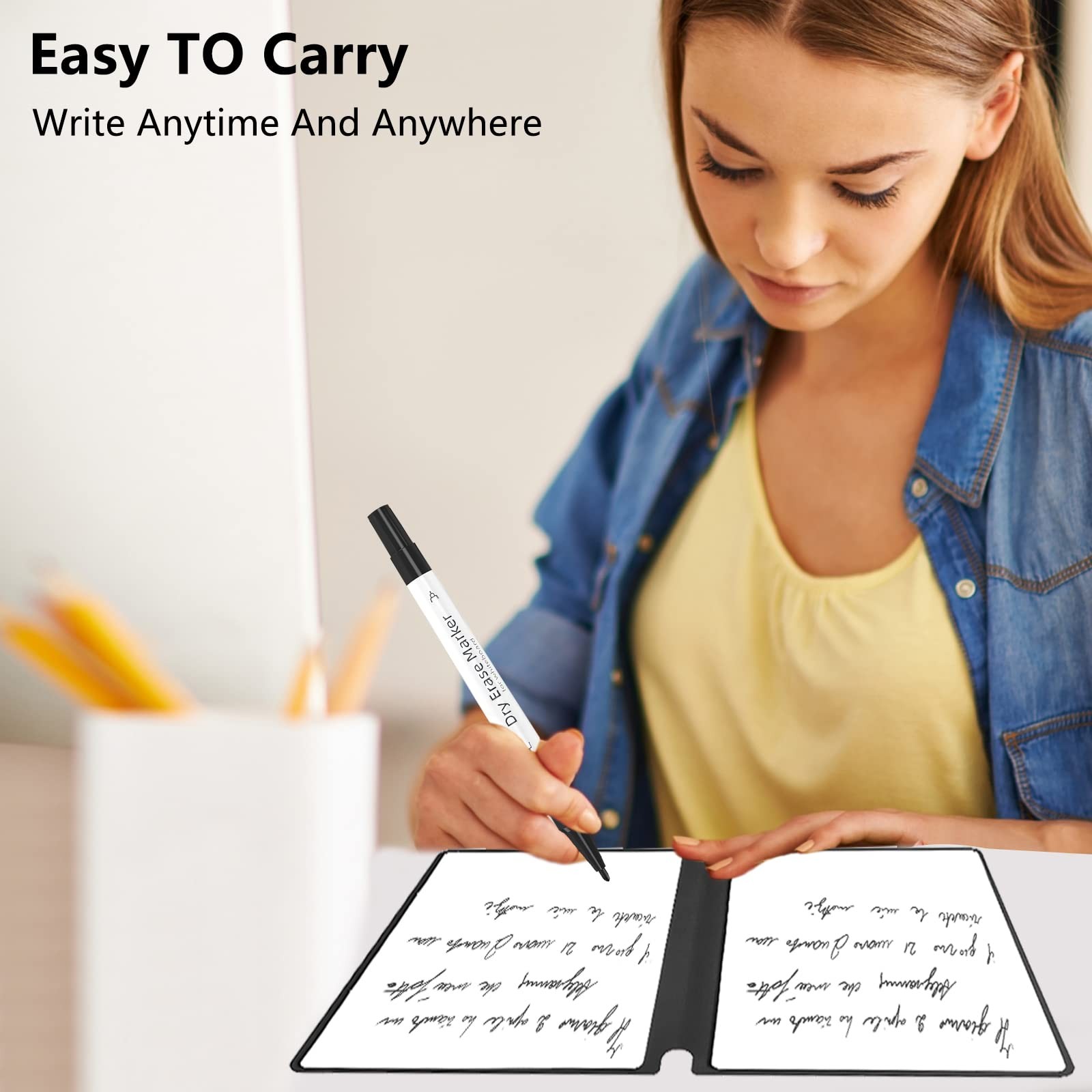 Whiteboard Notebook Reusable Dry Erase Whiteboard with Pen and Wiping Cloth A…