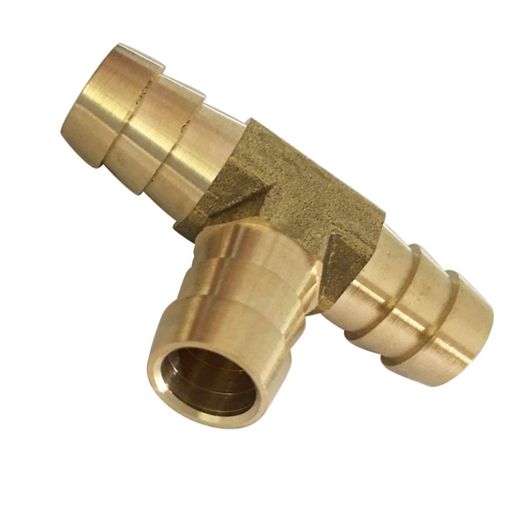3/8″ x 3/8″ x 3/8″ Barbed Tee Brass Barb T Hose Fitting 3 Way Connector Fuel/…
