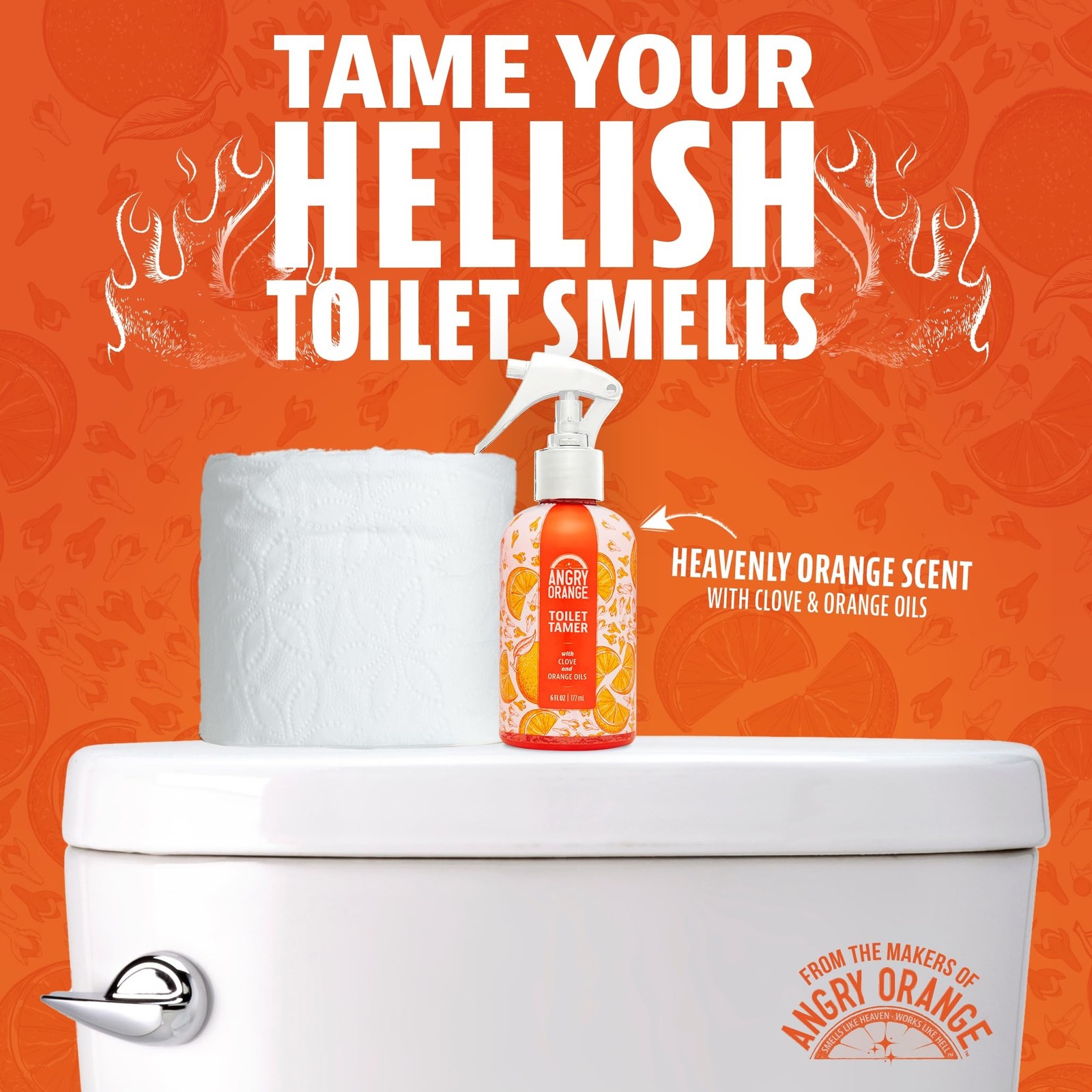 ANGRY ORANGE Toilet Tamer Bathroom Spray – Citrus Orange Spice – 6 oz