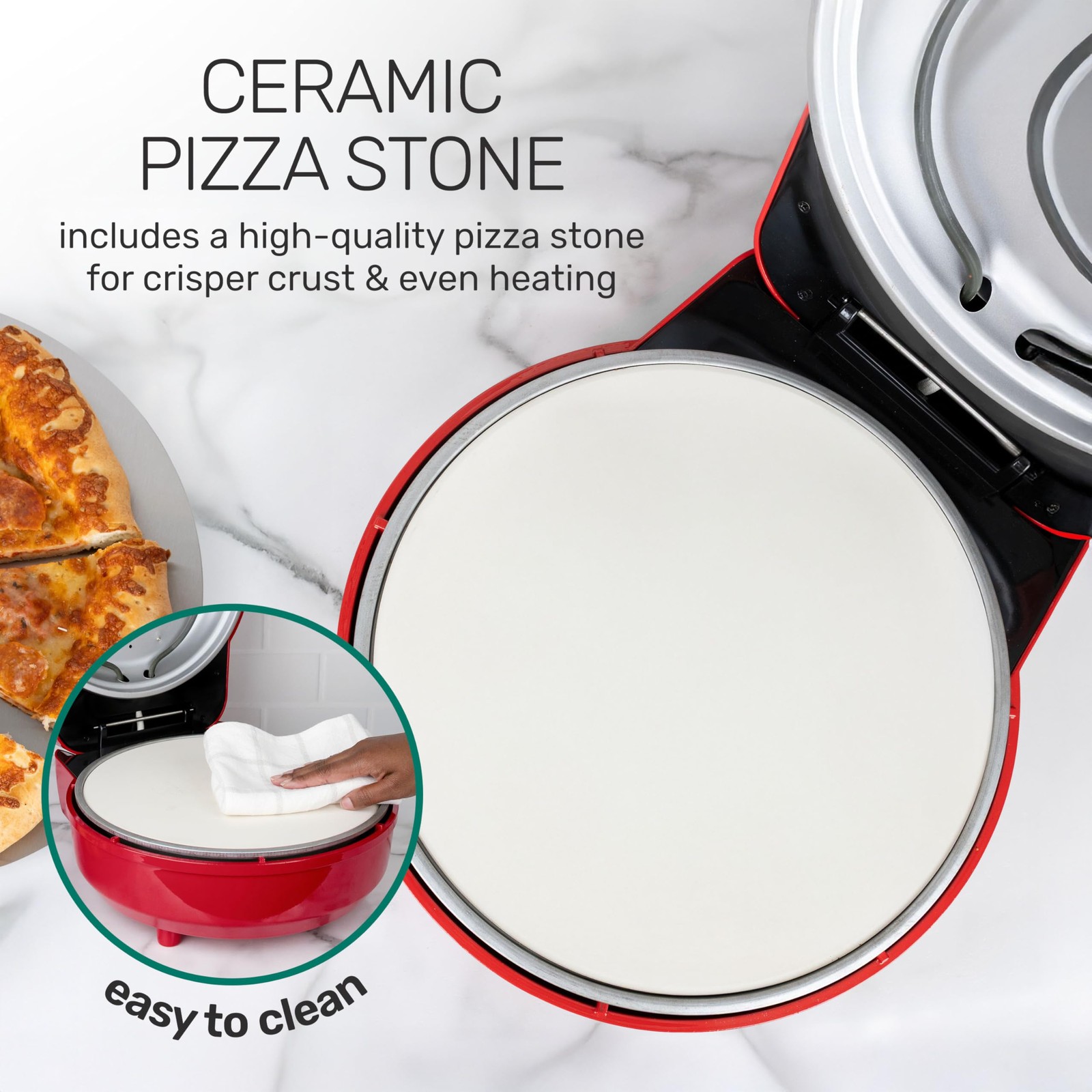 Nostalgia Homecraft Stone Baked Pizza Oven 12in Woodfired Style Indoor Electric