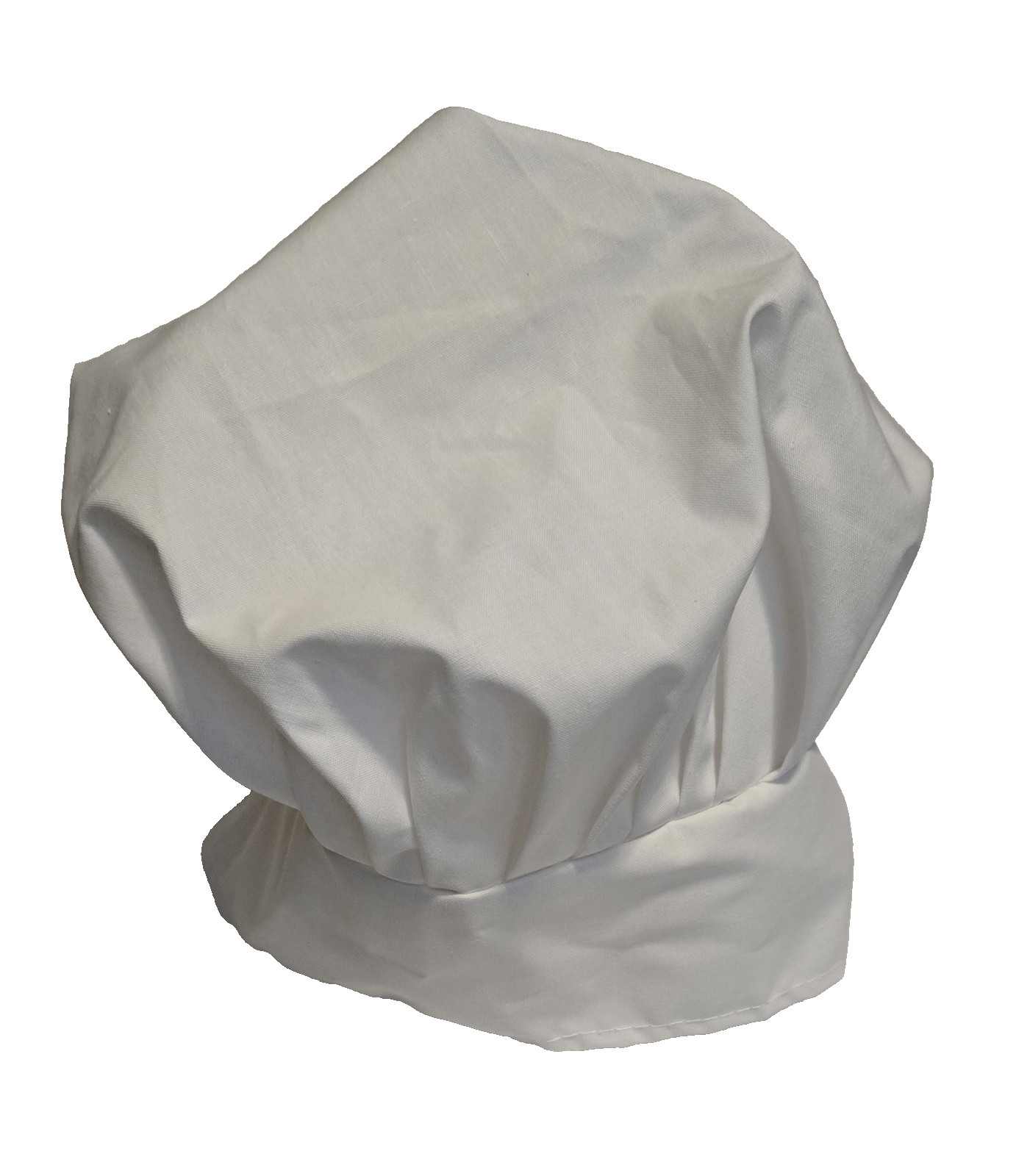 White Chef’s Hat Poly/Cotton Blend w/ Hook & Loop Fastener–Black Fiber on H & L
