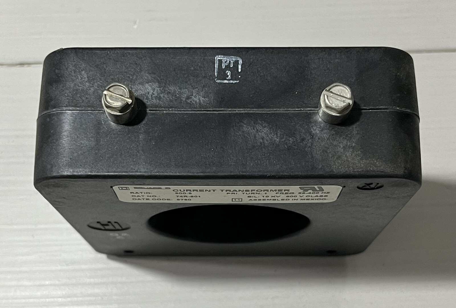 SQUARE D 74R-501 CURRENT TRANSFORMER 500:5 RATIO 600V