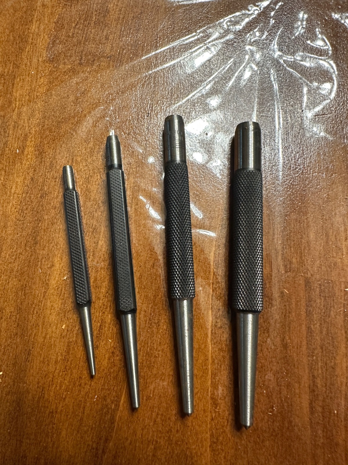 STARRETT 4 PIECE CENTER PUNCH SET- 1/16, 3/32, 9/64, 5/32