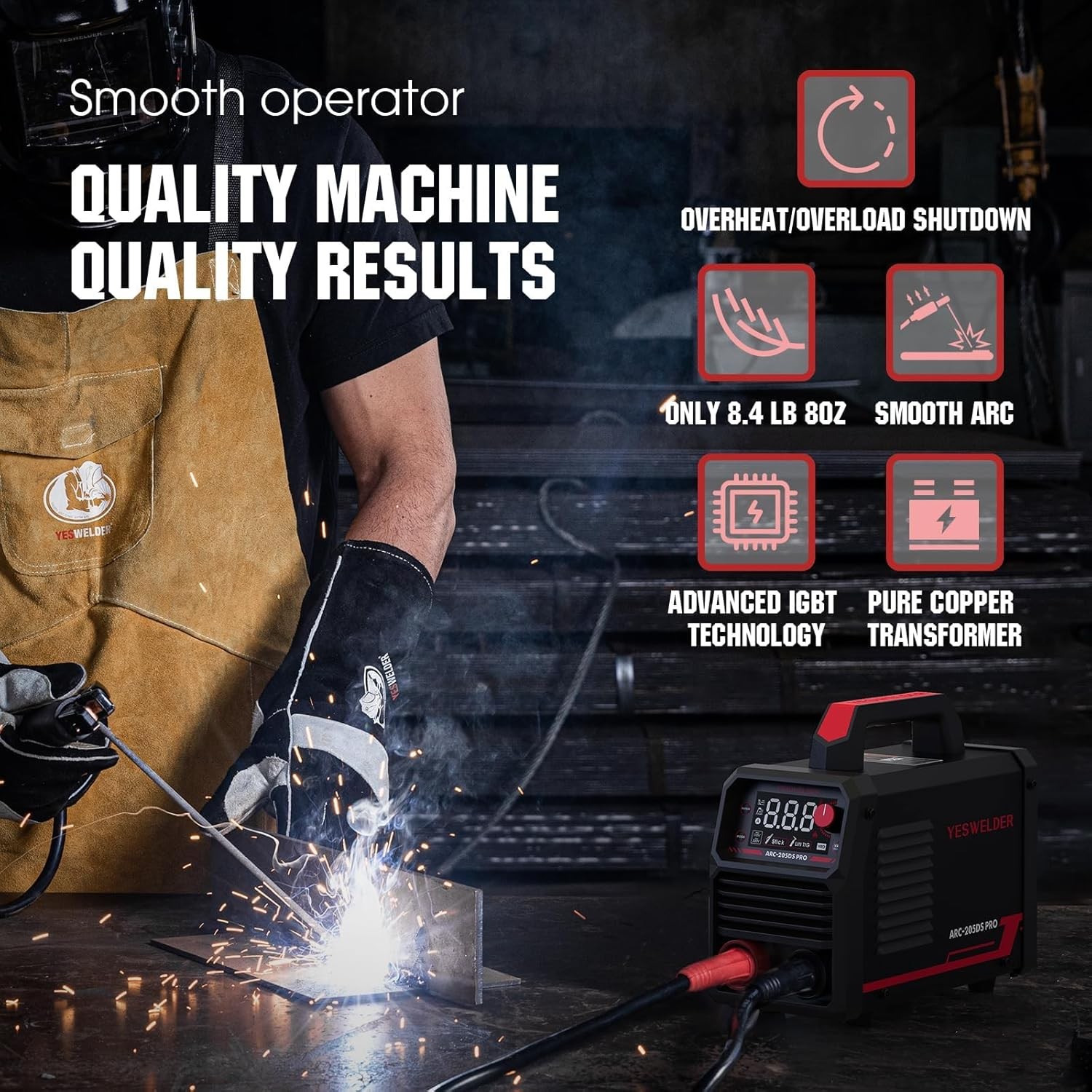 205Amp Stick Welder with Lift TIG Torch,110V/220V Dual Voltage Welding Machine