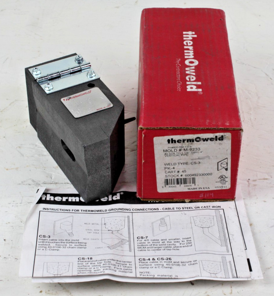 Thermoweld Exothermic Mold # M-9233 #2 STR TO 1 1/4″ THRU 4″ CS-3