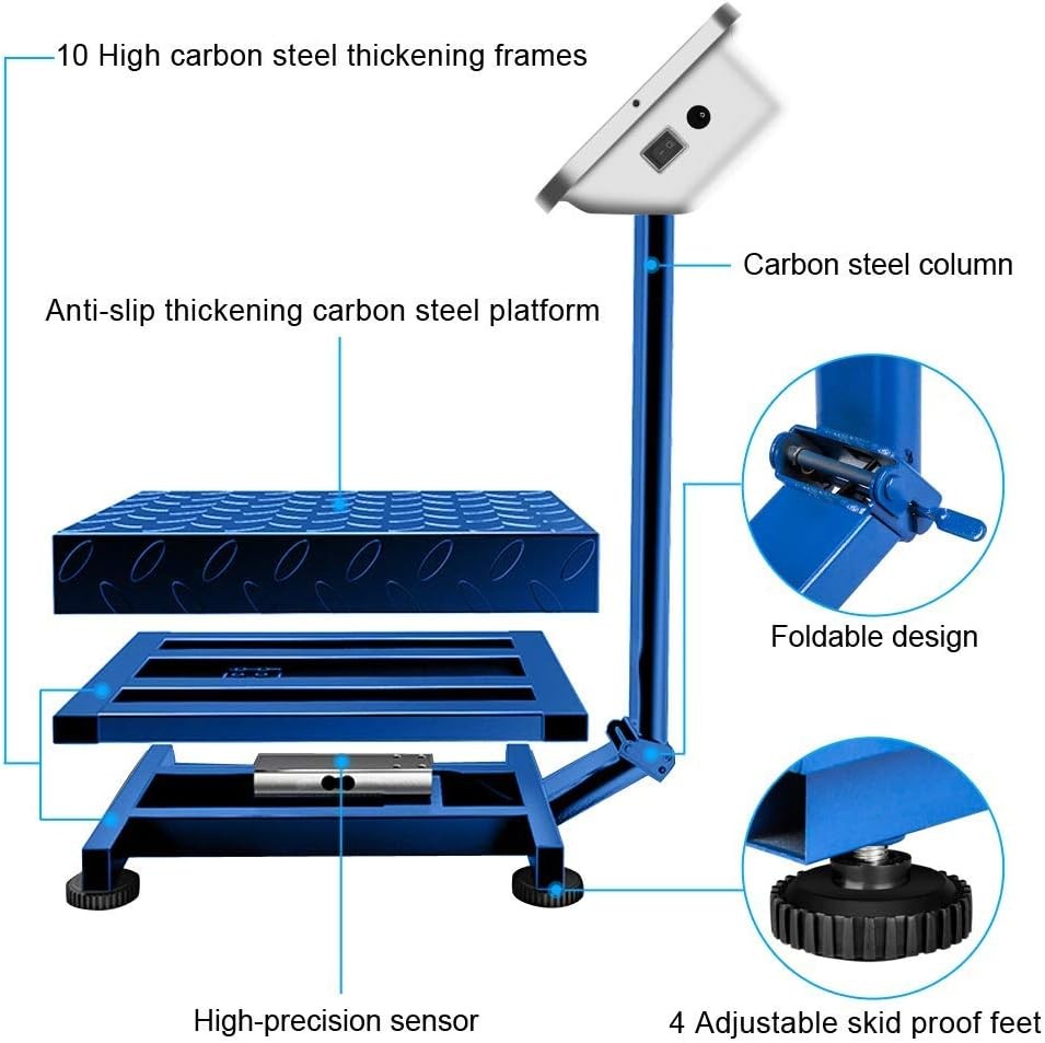 300KG/661lb Electronic Digital Platform Scale Heavy Duty Folding Floor Scales US