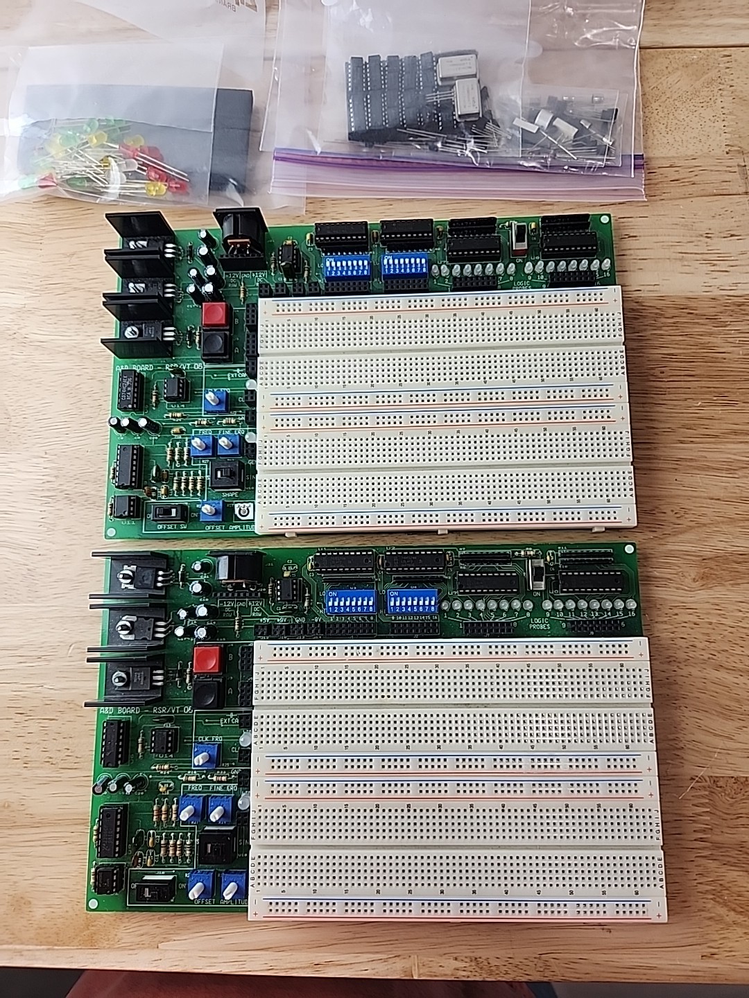Set Of 2 Electronix Express Analog & Digital Trainer boards + Spare Parts