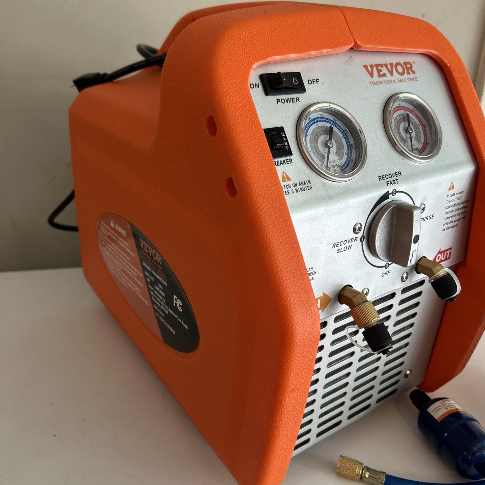 Uimoso Portable 3/4 HP Refrigerant Recovery Machine for Vapor Liquid Refrigerant