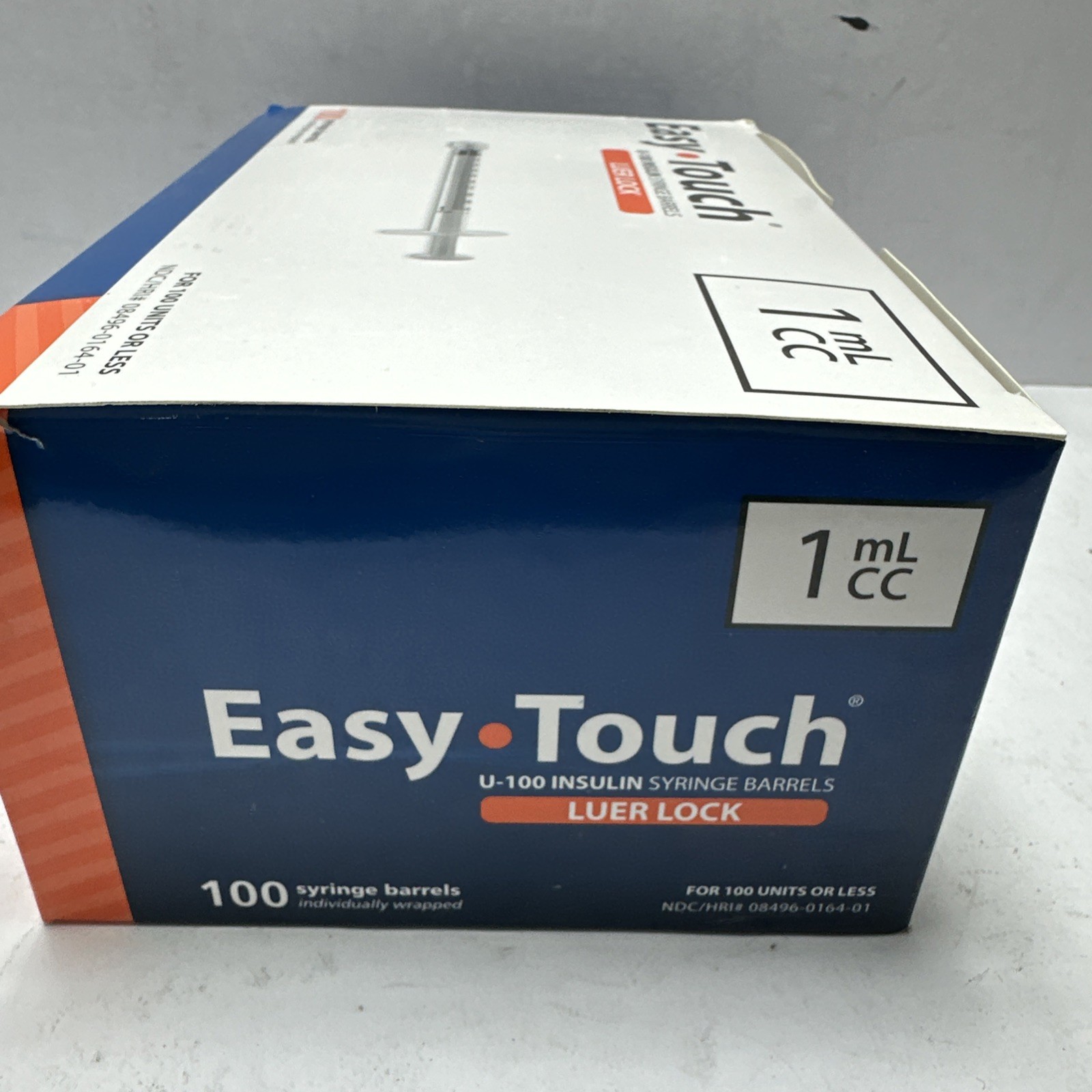 EasyTouch Luer-Lock Syringe Barrel, 1ML Syringe, Pack of 100 1 cc/ml NO NEEDLE
