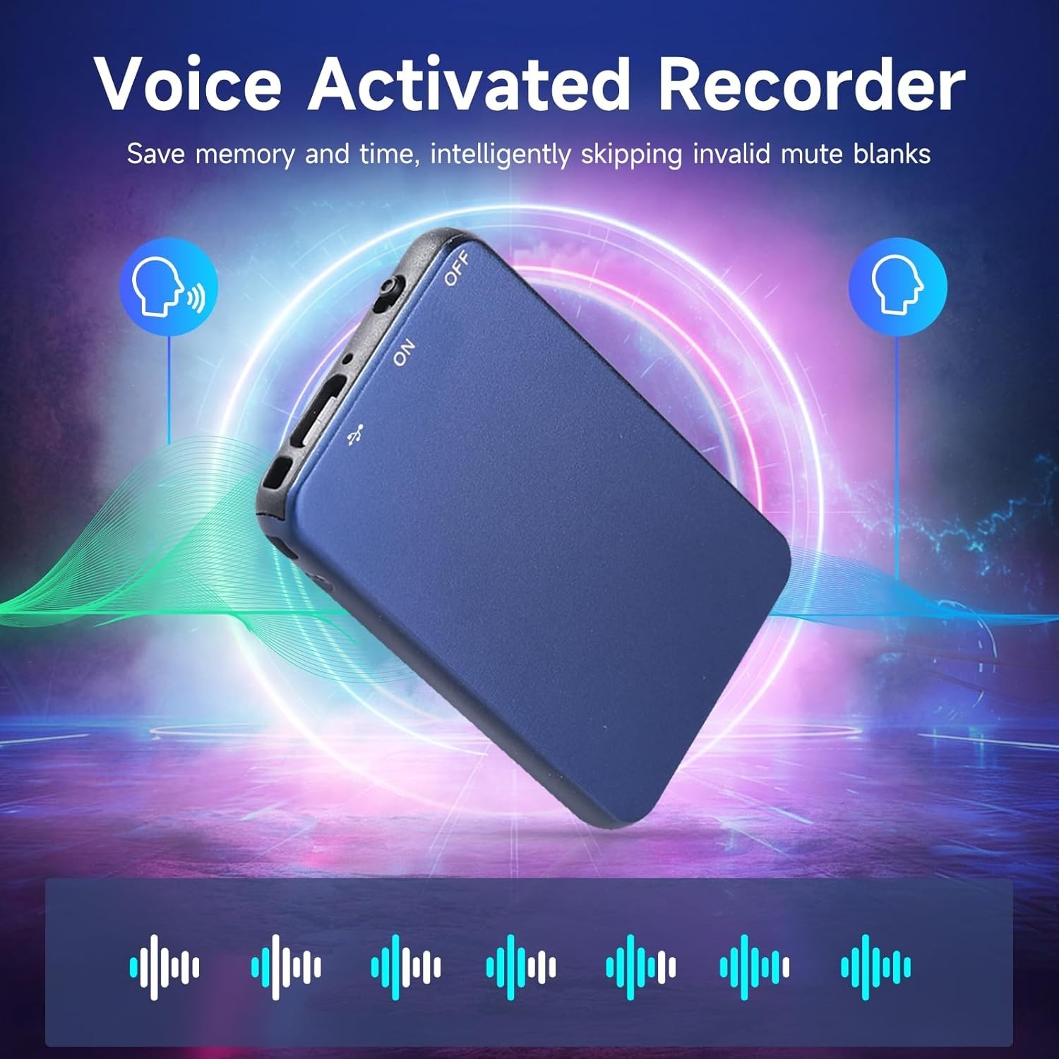 Voice Recorder 64GB 1536Kbps Sound Quality Voice Activated 35H Recording