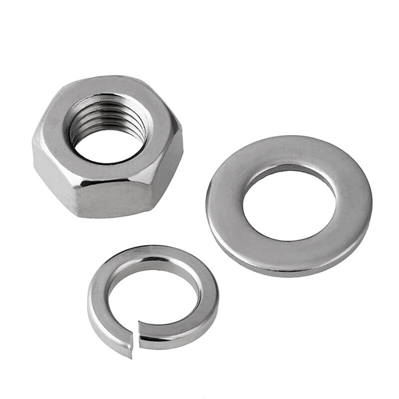 Stainless Steel Flat & Spring Washers & Hex Lock Nuts Set 3 In 1 M1.6-M24