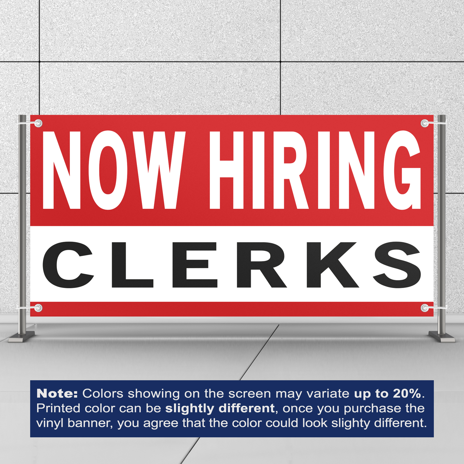 Now Hiring Clerks 13 oz Heavy Duty Vinyl Banner Clerical Jobs Available Sign