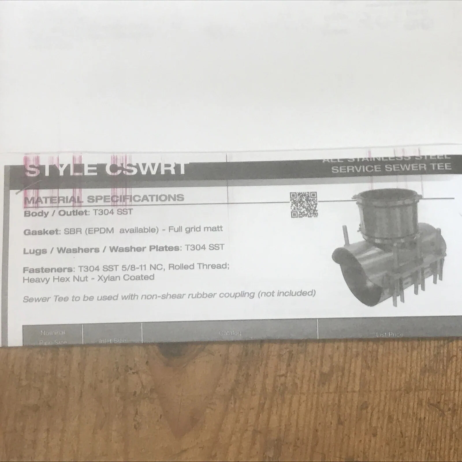 CASCADE WATERWORKS SEWER SADDLE CSWRT-30.00-08RC 30” x 8” w NON SHEAR CPLG 30.00