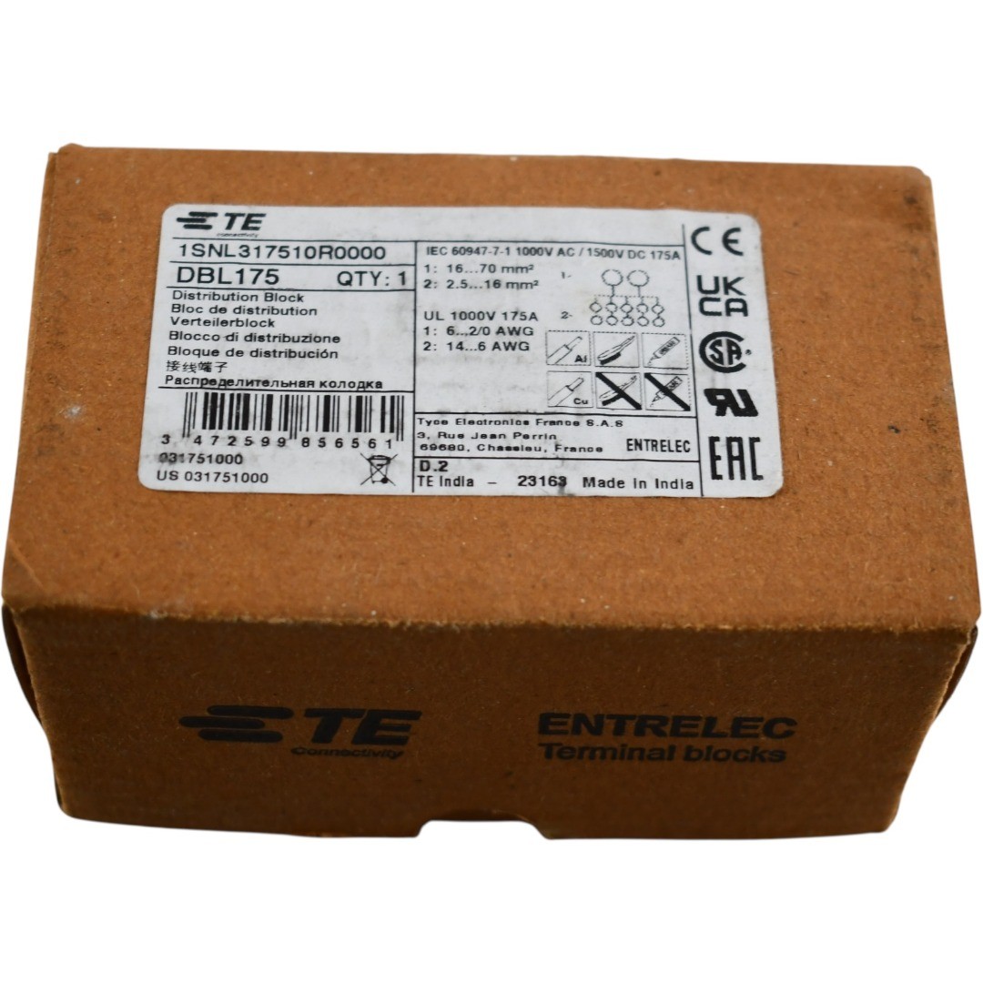 NEW TE Connectivity DBL175 1SNL317510R0000 Power Distribution Block 175A 1000V