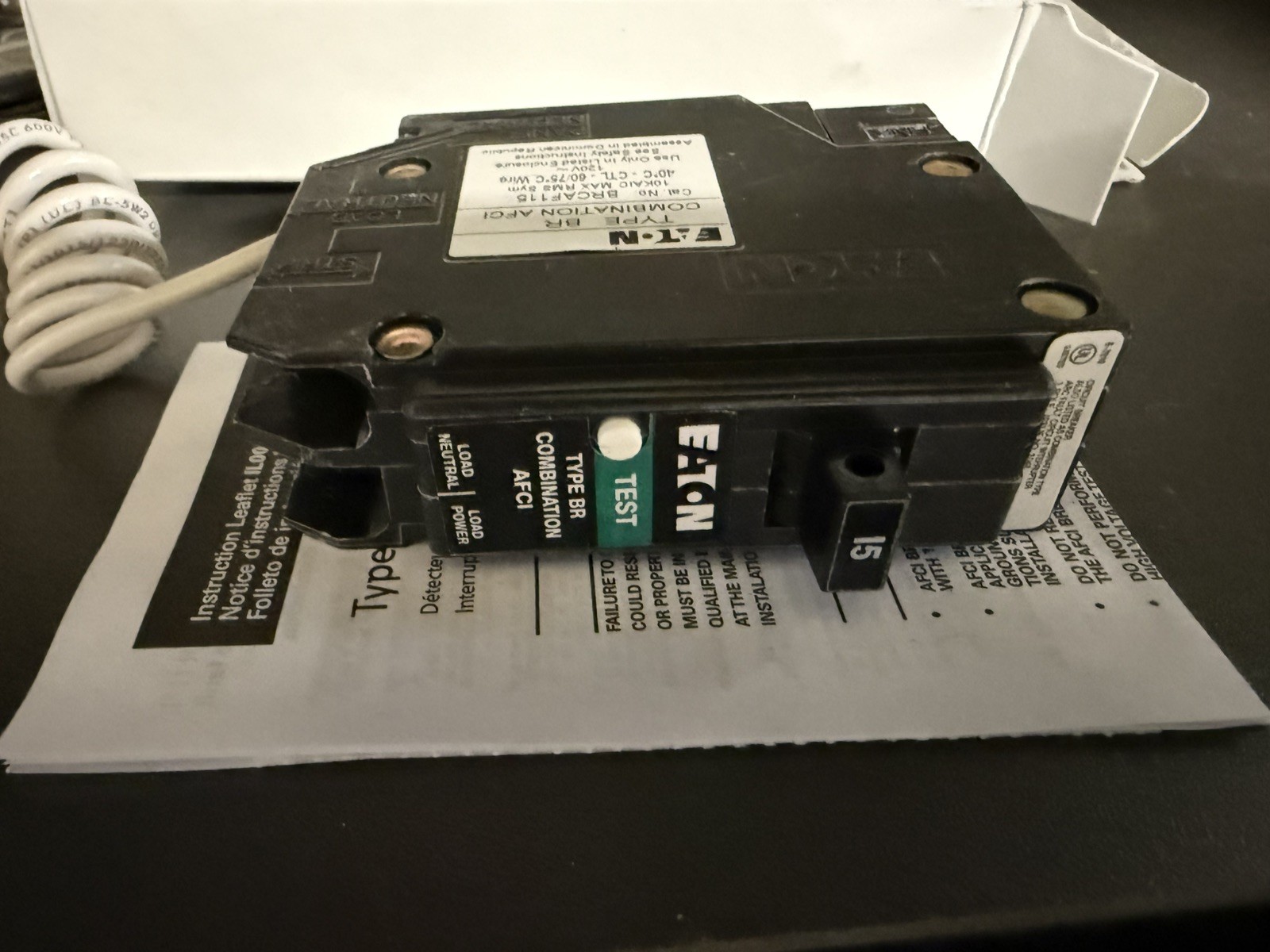(5) Eaton Cutler Hammer BRCAF115 AFCi Combo 1P 15A Arc Fault Circuit Breaker Lot