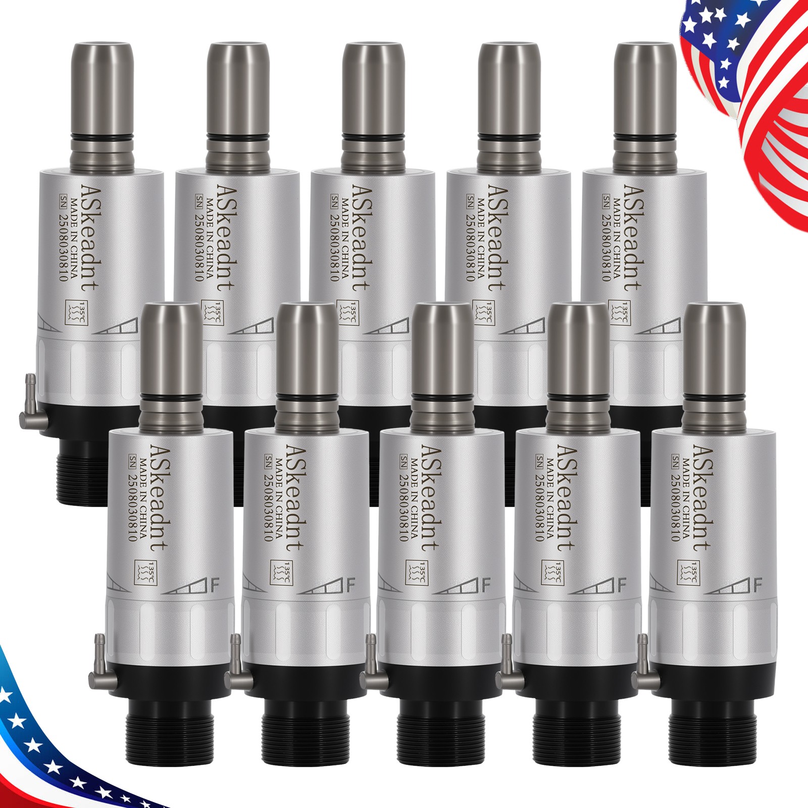 1-10 ASkeadnt Dental Slow Speed Motor Air Motor 2 Hole Micromotor External Spray