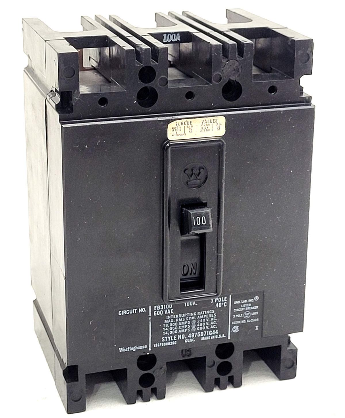 FB3100 Westinghouse 100 Amp 600 Volt Circuit Breaker – Next Day Option