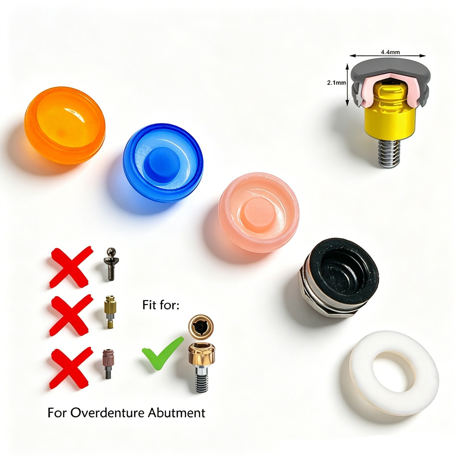 Dental Overdenture Locator Implant Abutment Retention male Cap processing Insert
