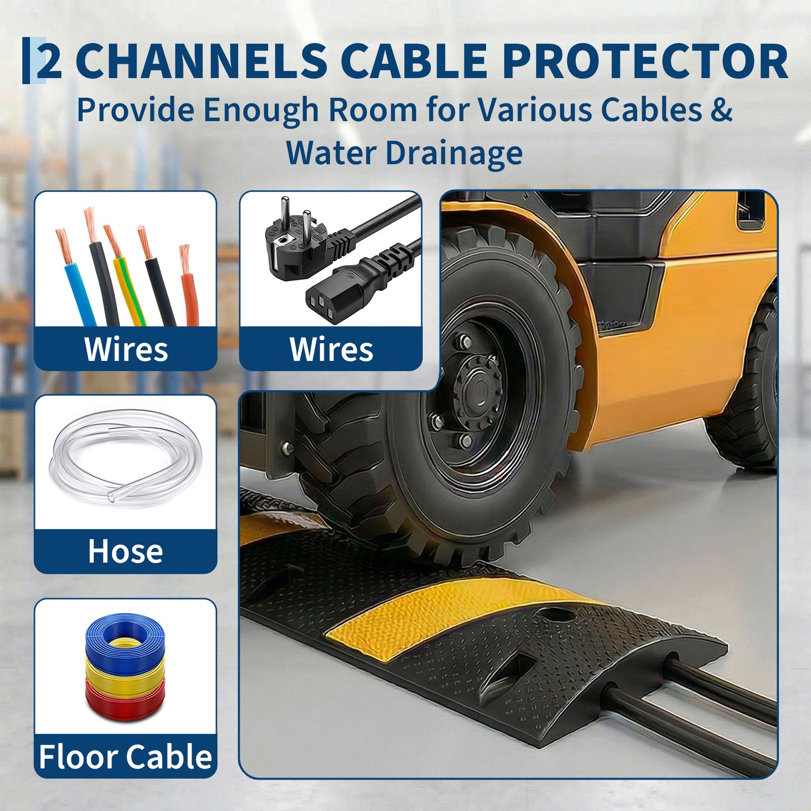 7 FT Rubber Speed Bump, 84″ Speed Bumps with End Caps, 25,000LBS Capacity