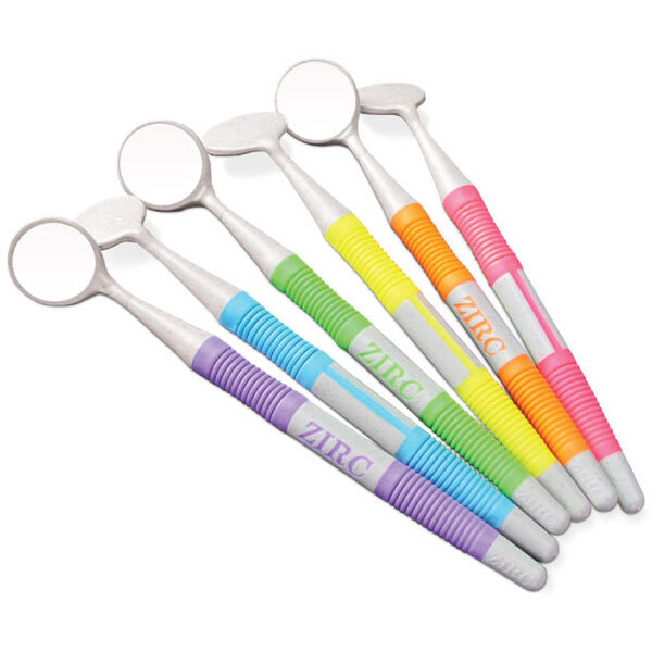 ZIRC Crystal HD Mouth Mirror – #4 with Soft Grip, Vibrant Assorted Colors 12/Pk