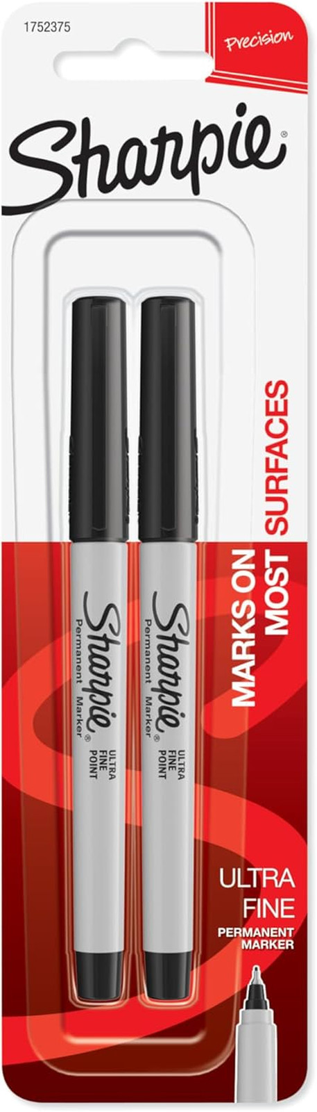 Permanent Markers, Ultra Fine Point, Black, 2 Count – Home, School, Office Suppl