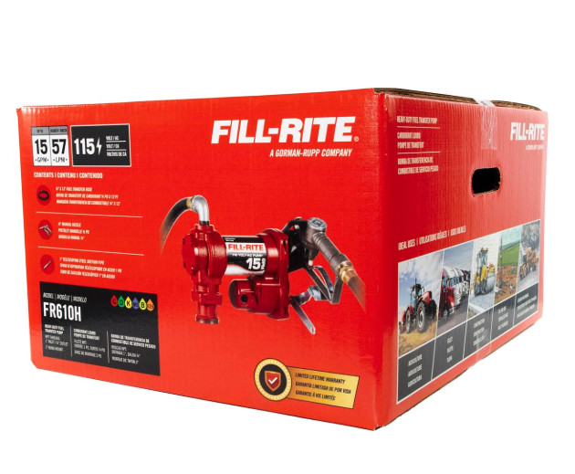 Fill-Rite FR610H 115V 15-GPM Fuel Transfer Pump w/ Hose & Nozzle/Gas, Diesel,E15