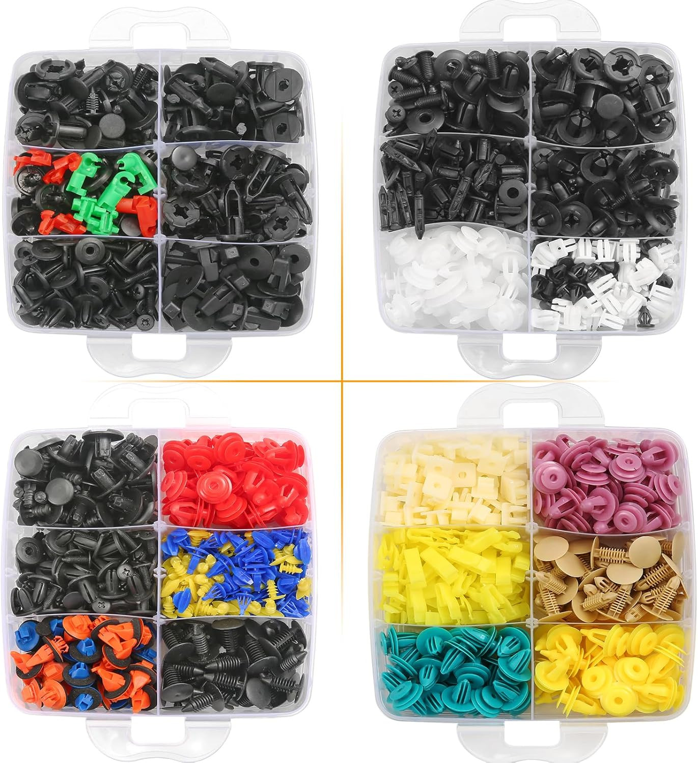 1240Pcs Car Push Retainer Clips & Auto Fasteners Kit 32 Most Popular Sizes Nylon