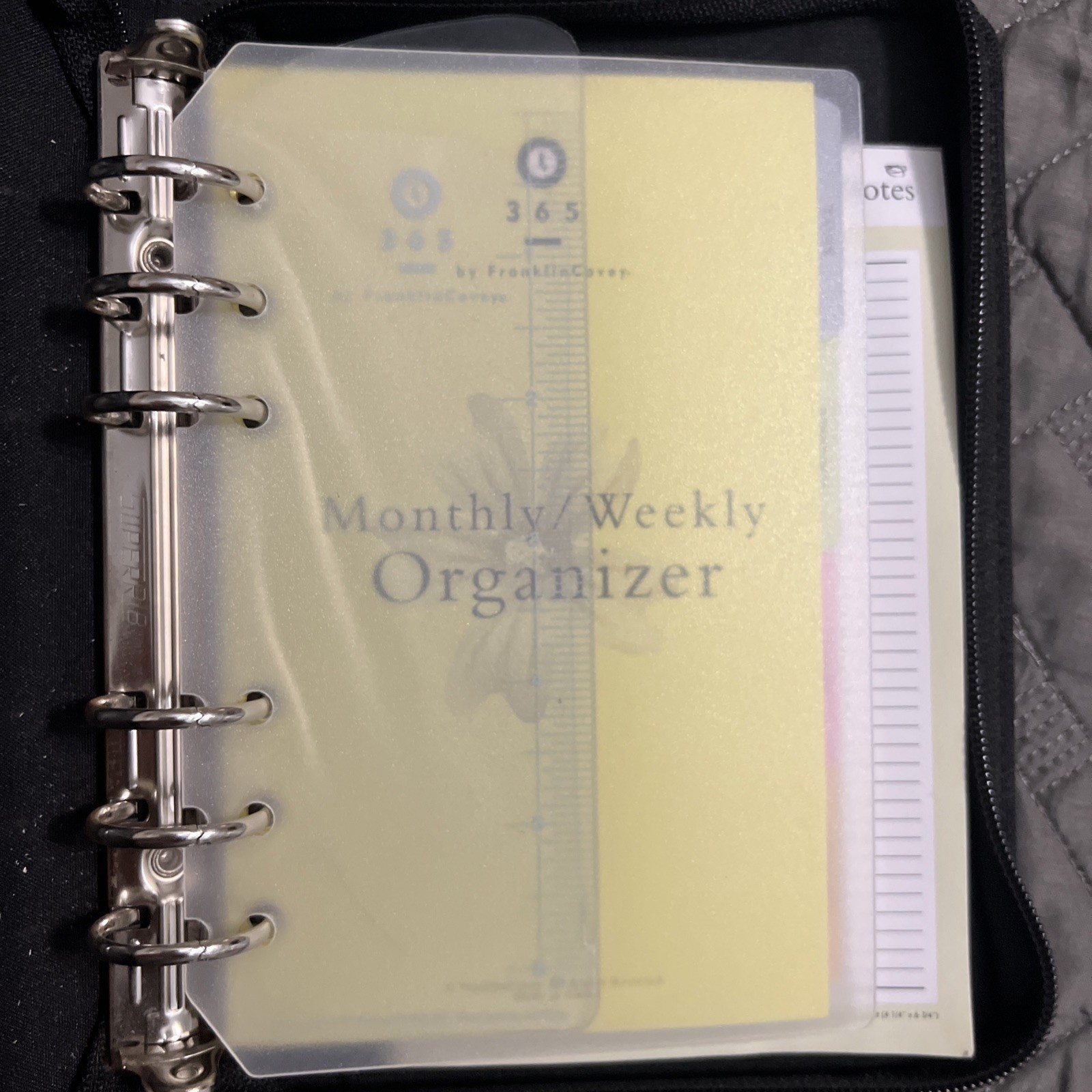 Franklin Covey 365 Classic 6-Ring Binder Organizer Black Orange Crocodile Zip