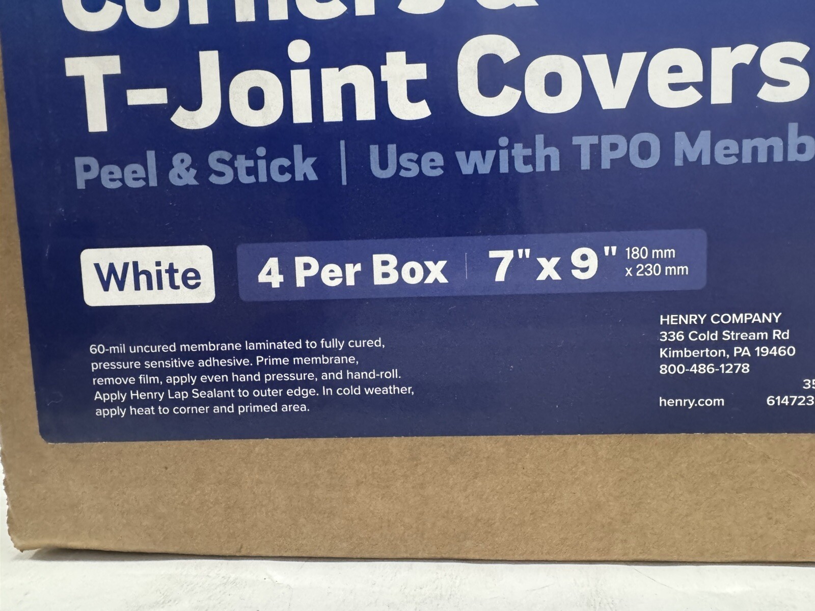 Henry TPO Corners, T-Joint Covers Single Ply Self Adhering HE1632W349, Pack of 4