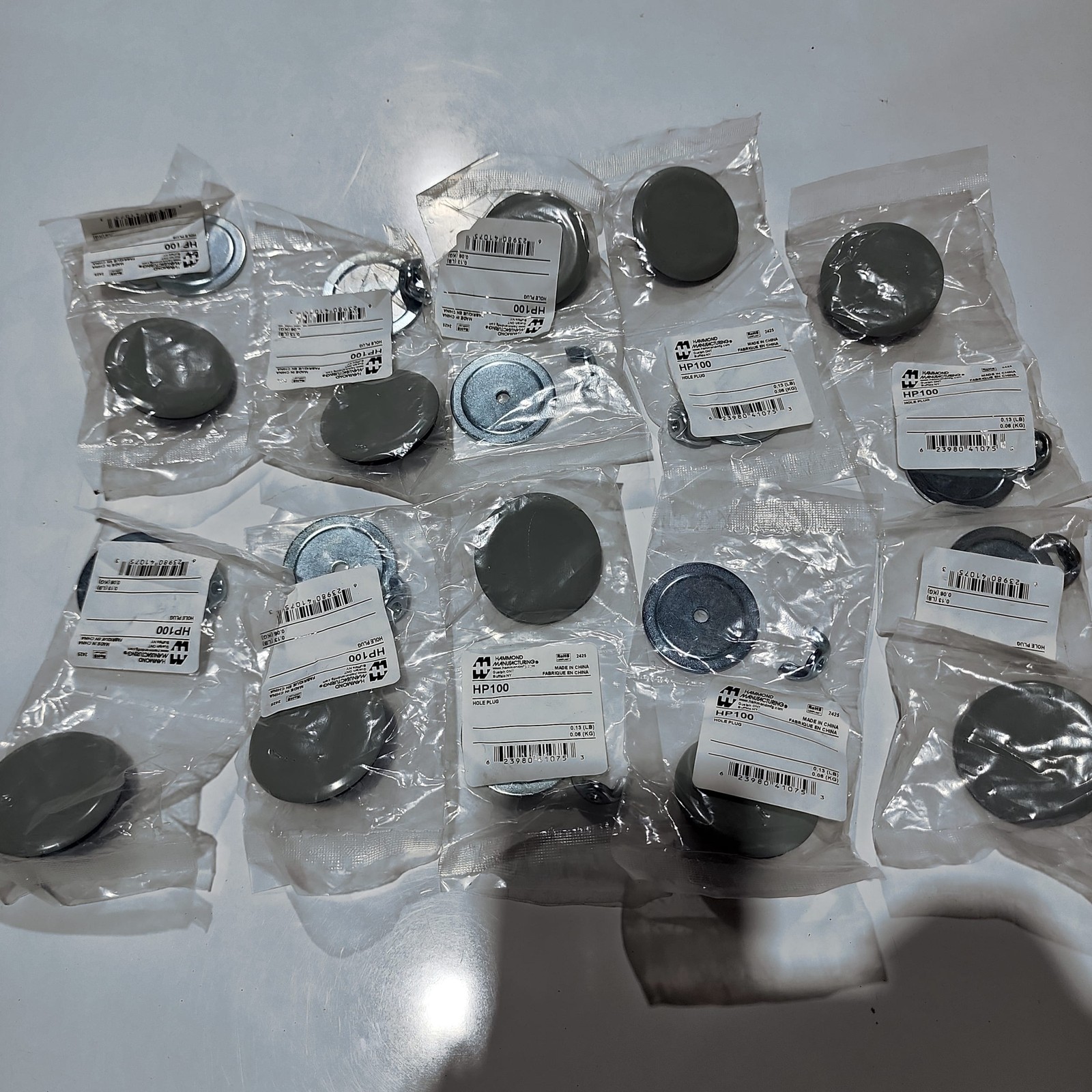 Hammond HP100 Hole Plug 1.88″ OD Gray Panel Cover Cap Lot of 10 NEW RoHS ✅