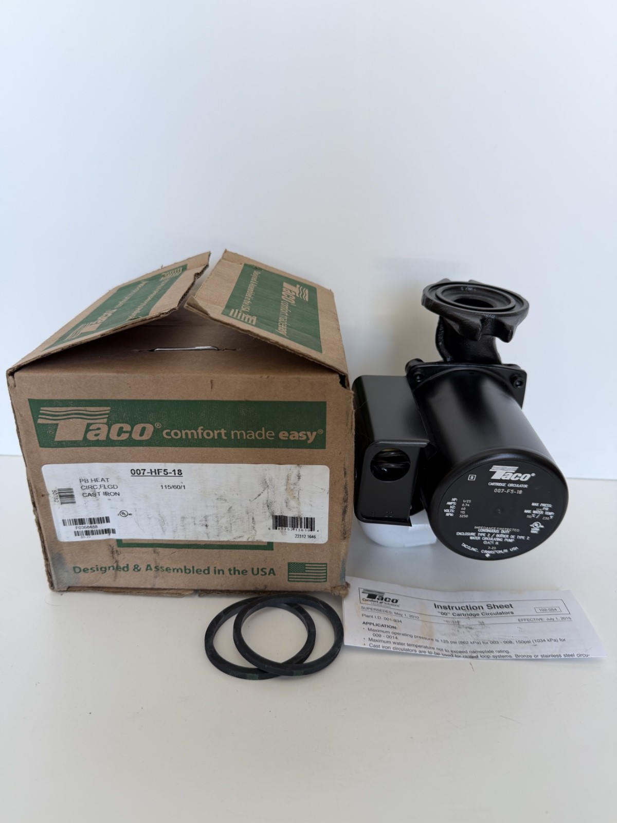 Taco 007-HF5-18 Cast Iron Circulator, 1/25 HP 115V Boiler Pump