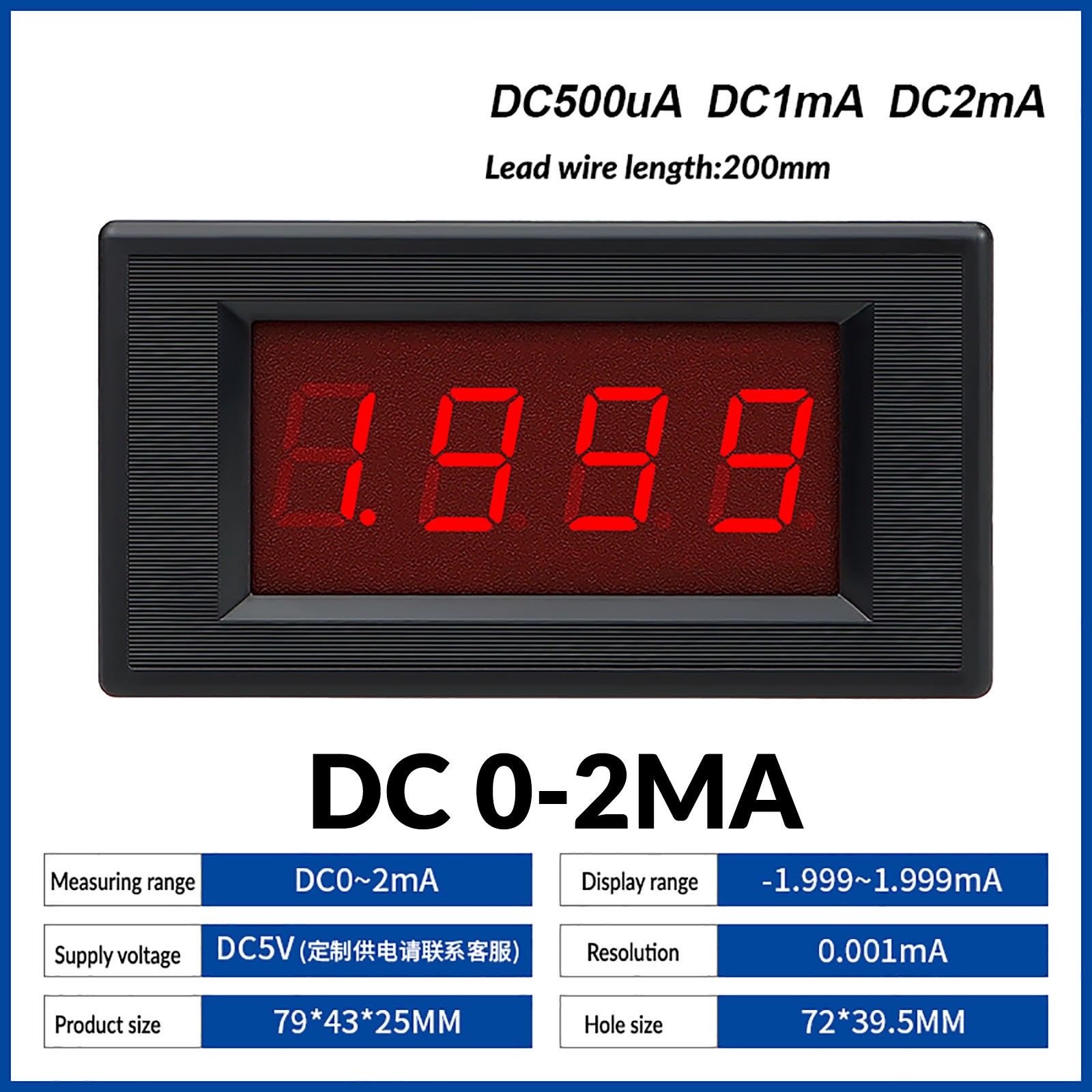 DC 0-1000V/1000A Digital Voltmeter Ammeter 3Digit LED display Tester Panel/Shunt