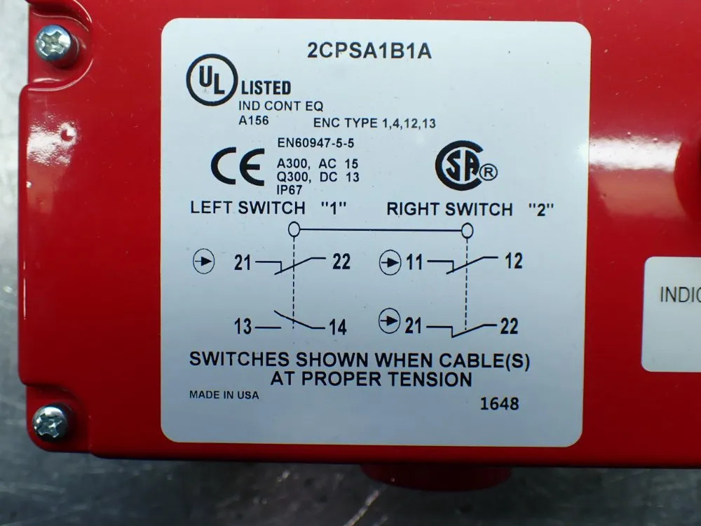 HONEYWELL 2CPSA1B1A MICROSWITCH SAFETY CONTROL EMERGENCY STOP 08171040260