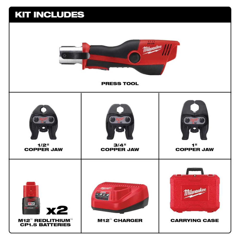 Milwaukee 2473-22 M12 12V Force Logic Press Tool Kit