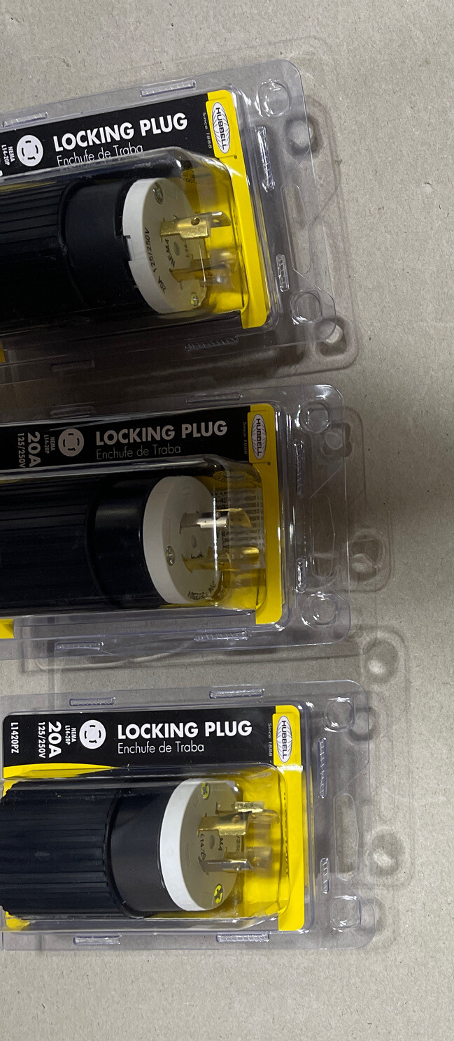 3 Pack NEMA INDUSTRIAL GRADE Locking Plug 20A 125/250V (NEMA L14-20P)