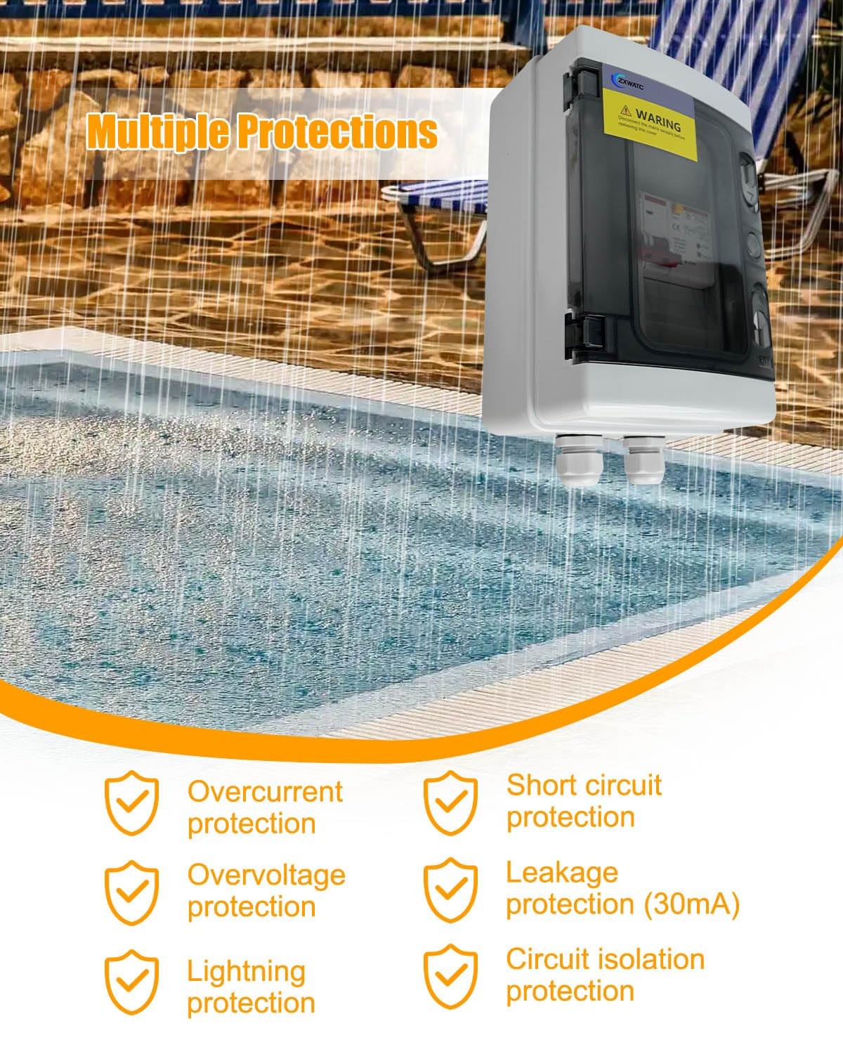 50A GFCI SPA Panel with Surge Protection, Weatherproof Disconnect Box 110V/220V