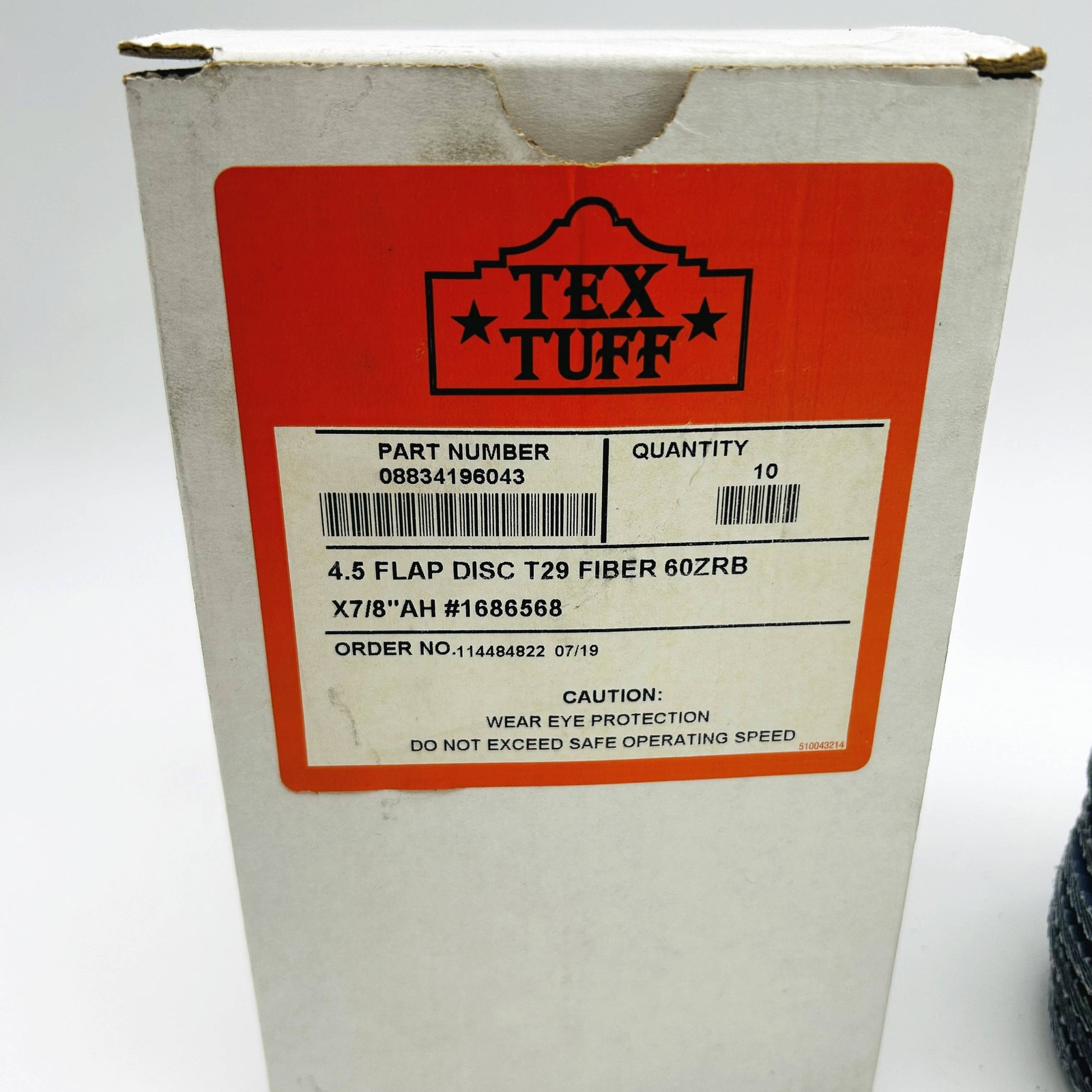 Tex Tuff 96043 Flap Disc 4-1/2in x 7/8in AH T29 60ZRB Angle Grinding Pk of 10