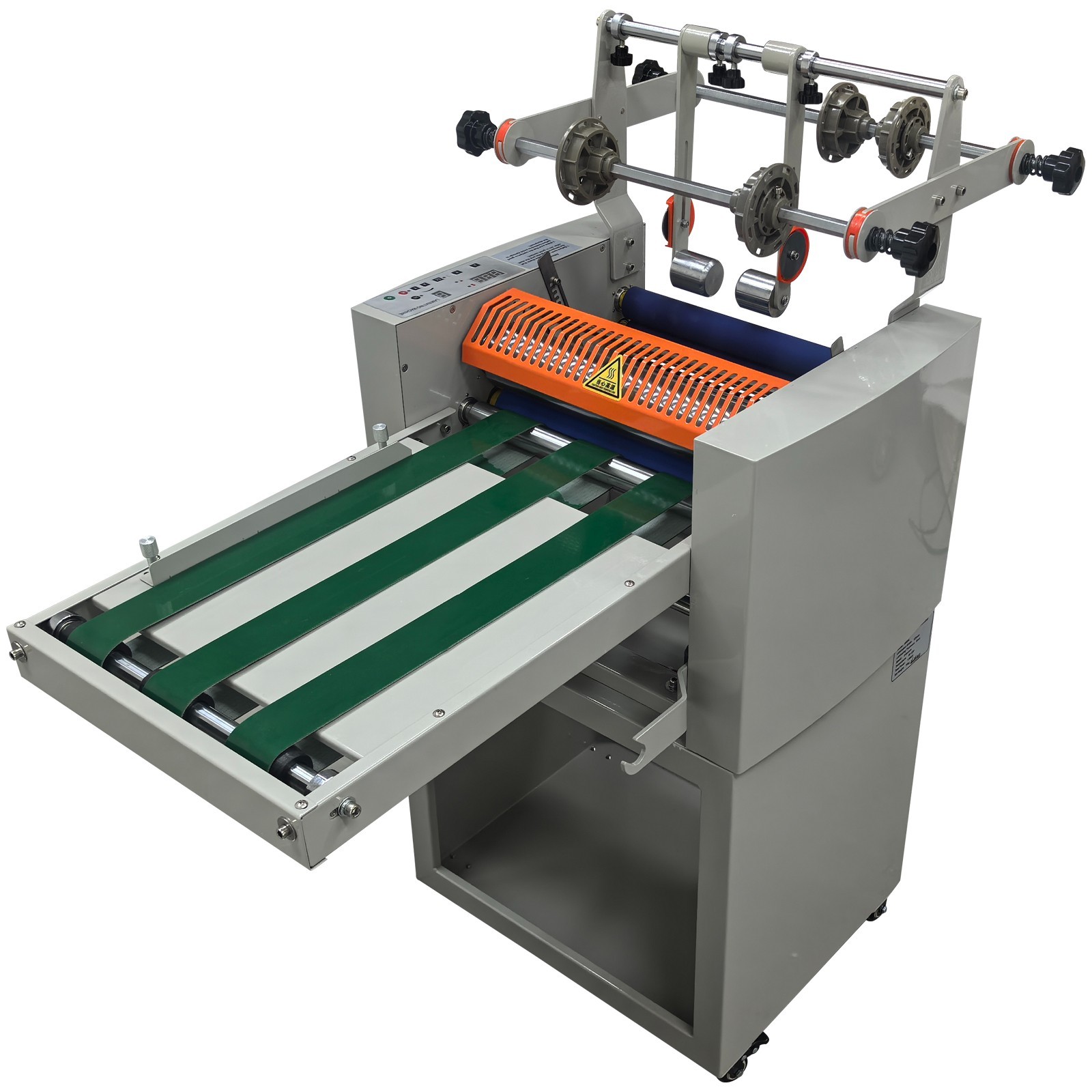 110V 32CM/12.6″ Vertical Roll Laminator Machine with Conveyor Belt, Cold Hot Ste