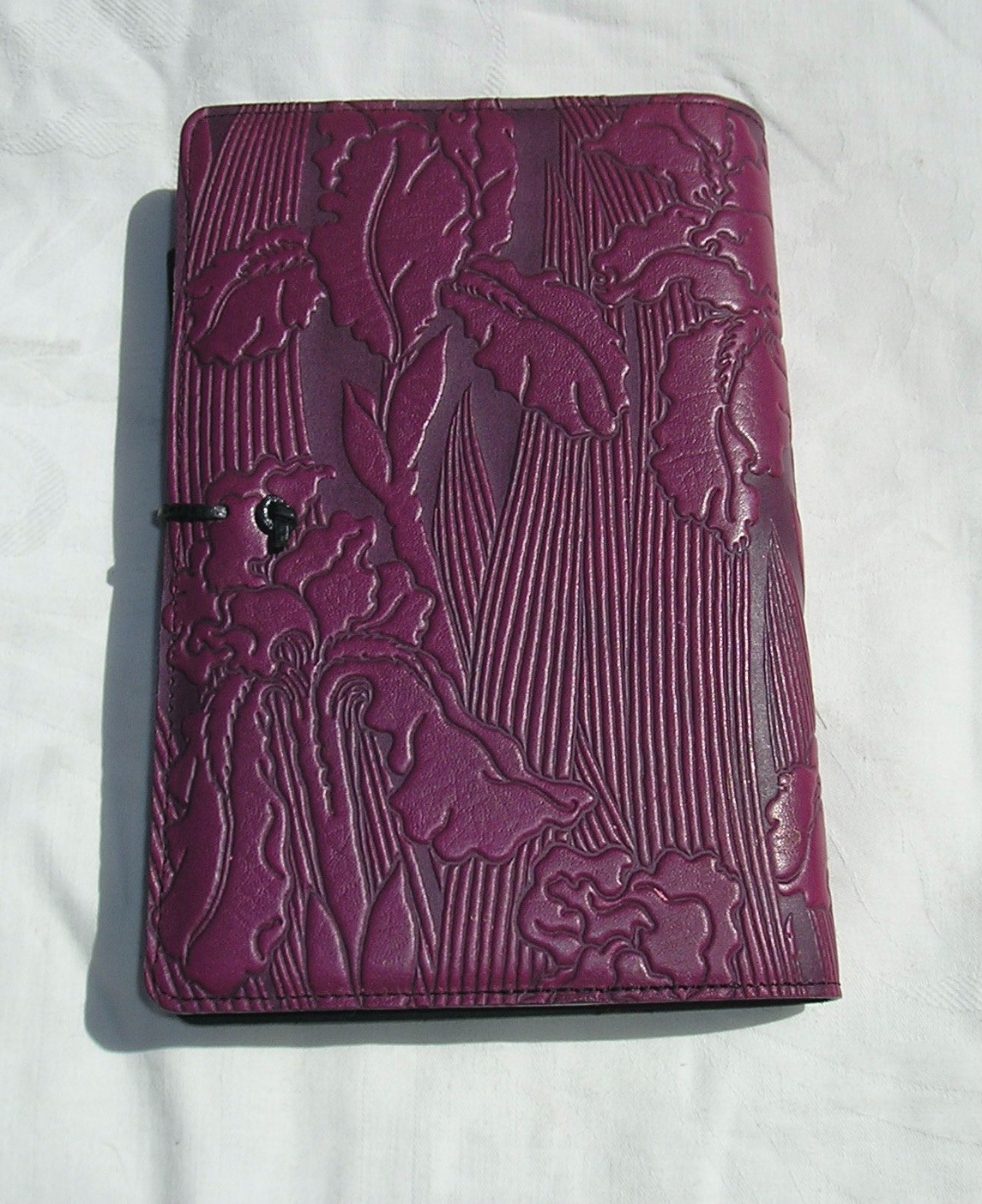 OBERON DESIGN JOURNAL COVER W/ BLANK BOOK, PURPLE IRISES NICE! 9X6″