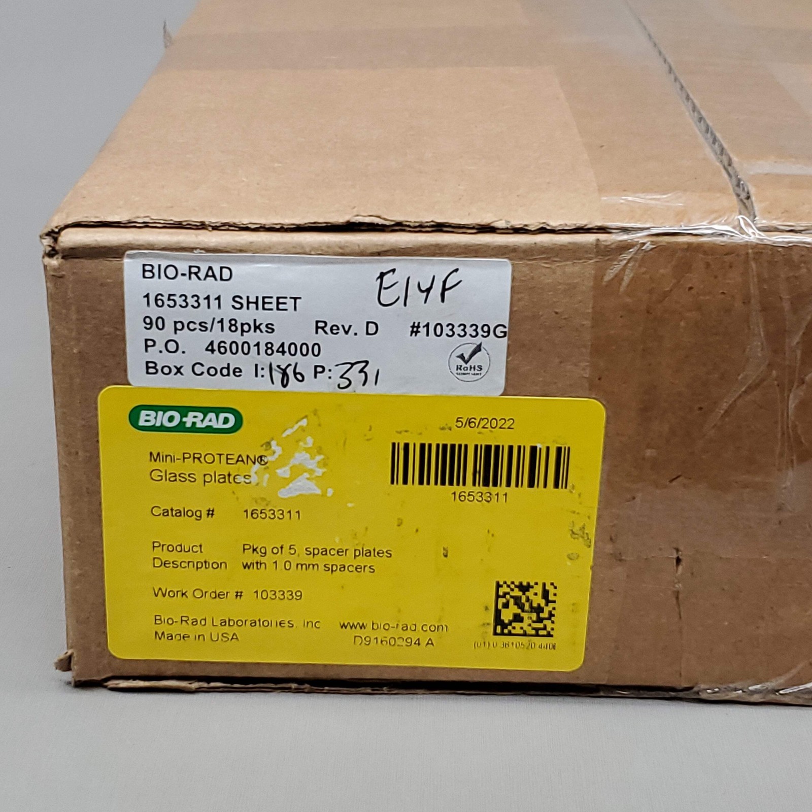BIO-RAD 90 PCS of Mini-PROTEAN Glass Spacer Plates W/ 1.0mm Spacers 1653311 (New