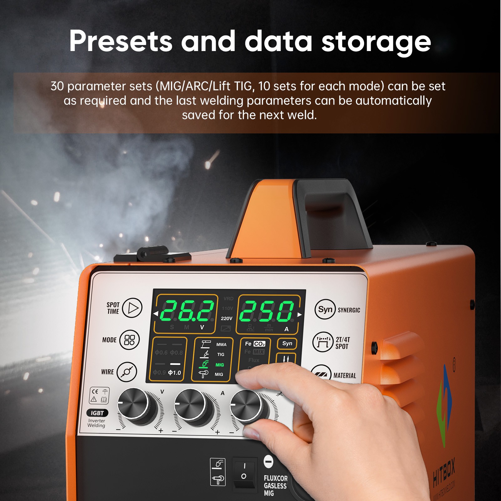 5in1 MIG Aluminum Welder wIth 4.5KG Flux Core Wire,250A Dual Volt IGBT Inverter