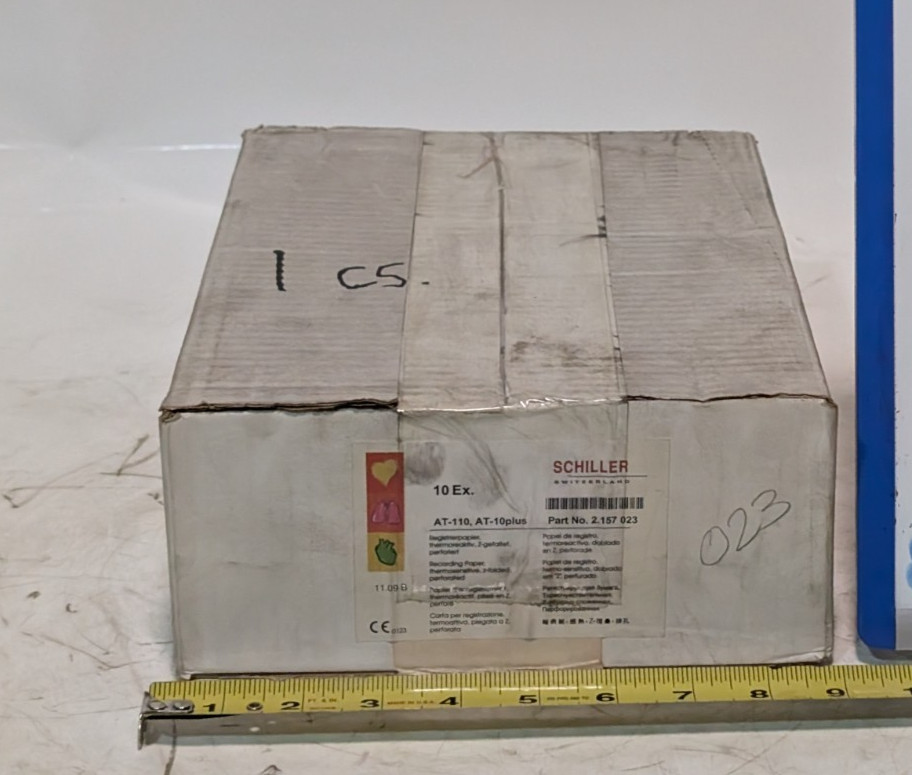 Case of 10: Schiller z-folded, perforated recording paper for AT-110, AT-10plus